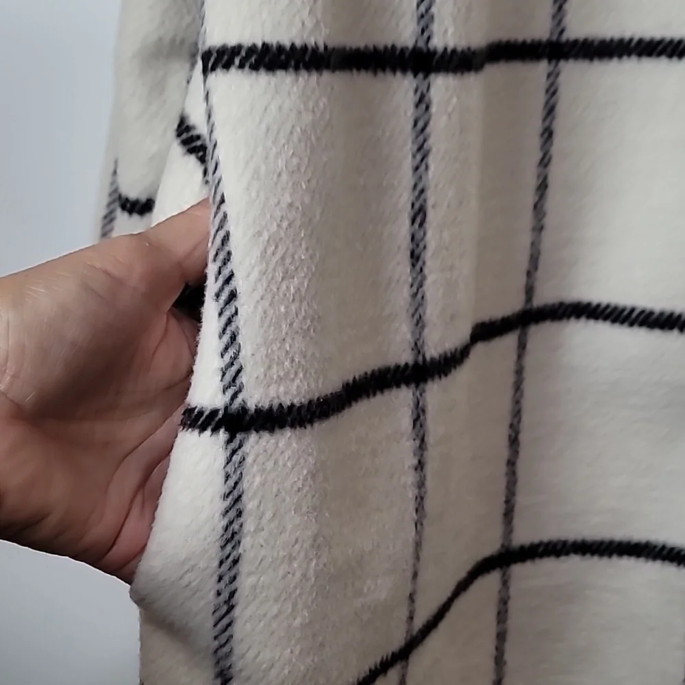 Nordstrom Melloday Ivory & Black Grid like patternJacket with Side Seam Pockets - Picture 10 of 16